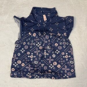 (3 for $10) carters Navy Sleeveless Zip-Up Vest with Pink Floral Print